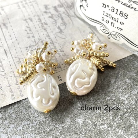 【NEW】2pcs★charm・pearl chandelier （ミックスチャーム）