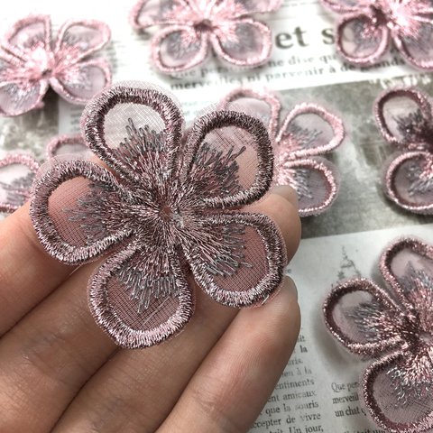 【4個】刺繍ワッペンお花　170