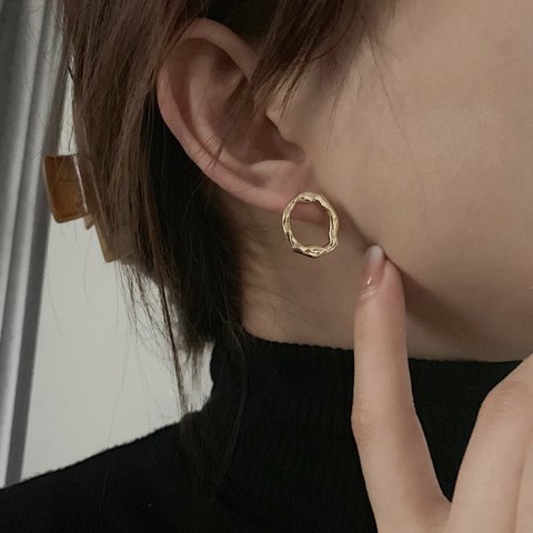 【ピアス】2個入り（1ペア）・シンプルリングピアス♡ゴールド