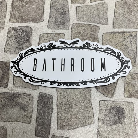 【送料無料】『BATHROOM』サインプレート ホワイト インテリア  