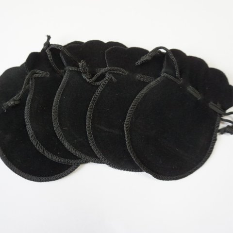 5袋)黒のベロア調巾着袋