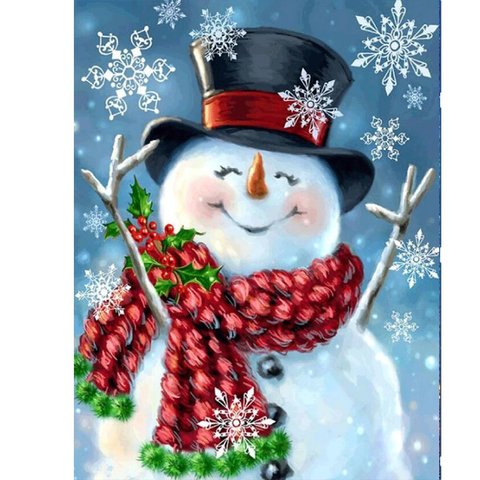 手作りキット　クリスマス　雪だるまデザイン１ ダイヤモンドアート　サイズ25＊30㎝
