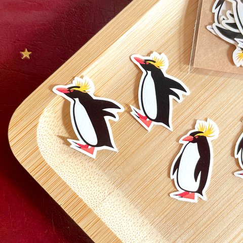 イワトビペンギンのフレークシール 24枚入 手紙 カード 手帳のデコレーションに ミニステッカー 動物 penguin