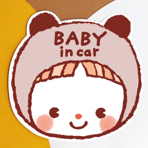 ベビーインカー　BABY IN CAR マグネットステッカー(スマイルベージュパンダちゃん）