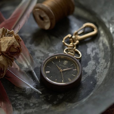 【木製懐中時計】EINBAND Wood Pocket Watch 36mm 【Sandal Wood文字盤】