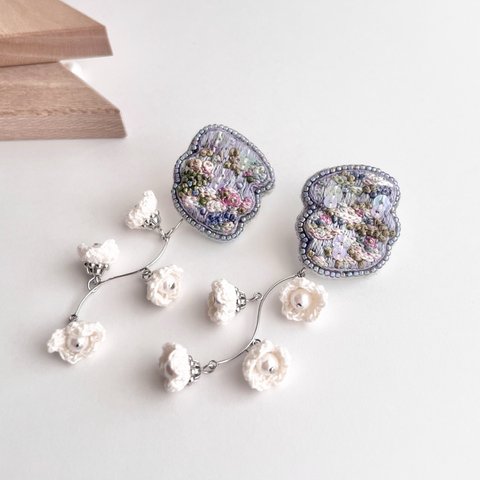 クロード・モネ 〜睡蓮〜 [MUSEUM -monet- 睡蓮] 手刺繍とレース編みの2wayアクセサリー