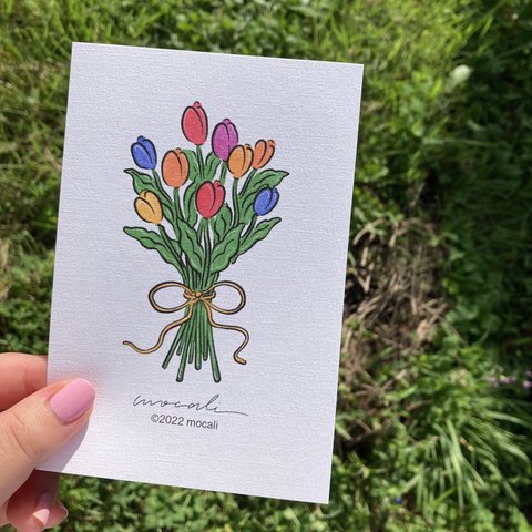 Tulip Bouquets（カラフルなチューリップの花束） | ポストカード