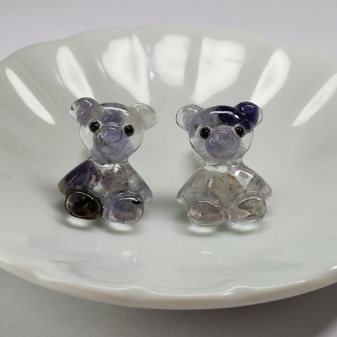 Gemstone bear ～アイオライト～ クリップ式イヤリング