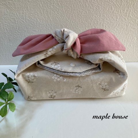 【Sale】洗える保冷、保湿ぷっちんりぼん袋🌿お弁当袋🌿北欧風小花柄