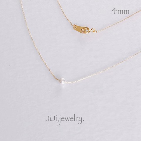 一粒ベビークリスタルパール/4mm/SWAROVSKI/シンプル華奢ネックレス/ゴールドカラー