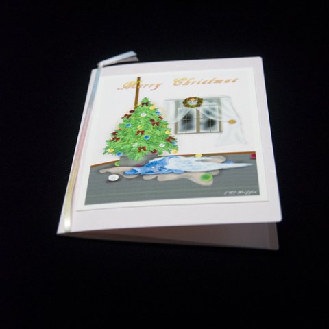 クリスマス用　メッセージカード　『翼にゃんこ』　縦