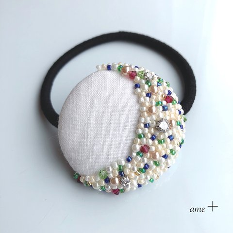  À M. Moon ビーズ刺繍ヘアゴム  ブローチへ変更可能☆