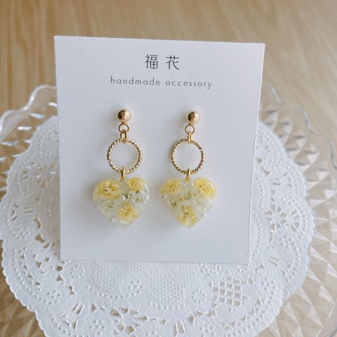 ♡お花畑のハートピアス♡  イエロー