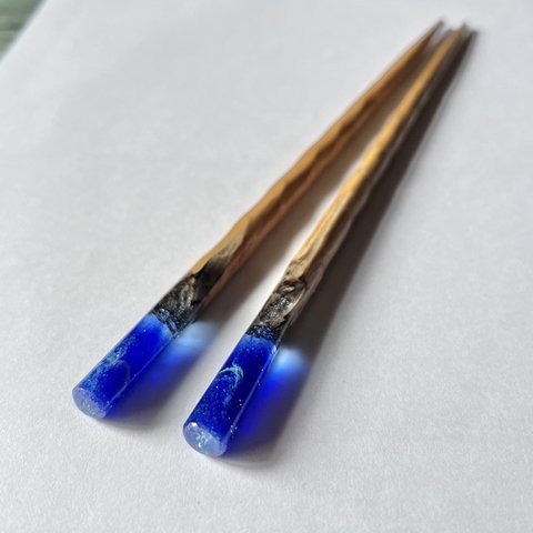 木とレジン　青池の箸【天の川】再販