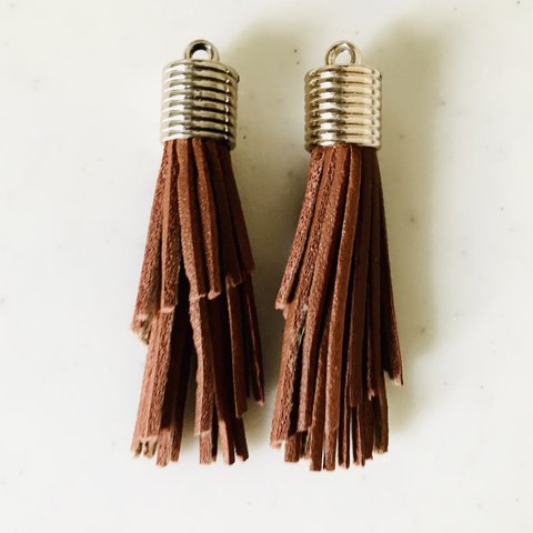 Brown Different Length Leather Tassels
