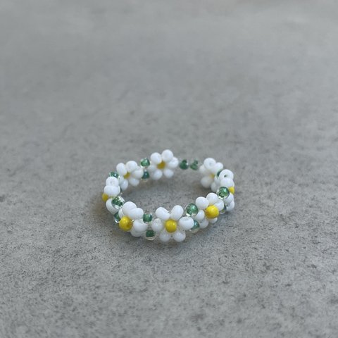 ビーズリング　 ‎ܰ ‎White / flower ܱ 