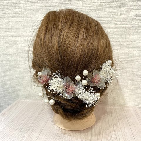 髪飾りセット　アメリカンフラワー　ヘッドドレス　ヘアアクセ　結婚式　成人式　卒業式