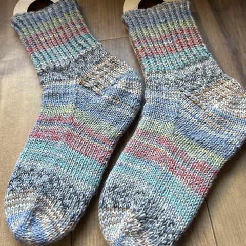手編みの靴下　2本取り 厚手