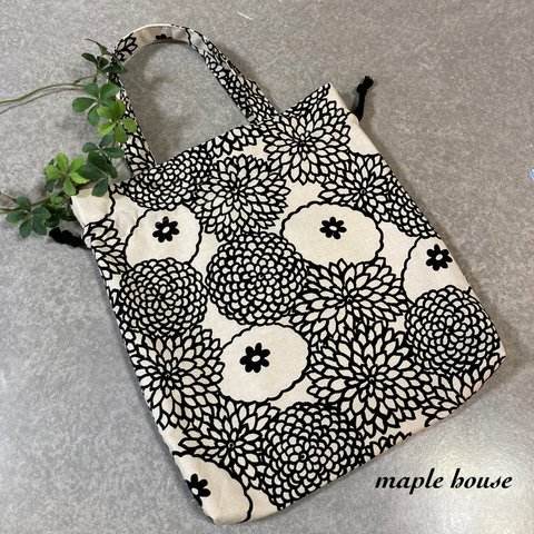 2wayきんちゃくbag 北欧風大輪の花柄