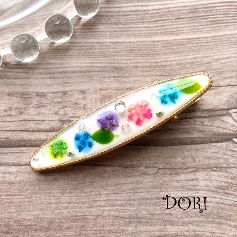 紫陽花ヘアクリップ💠　雨粒ラインストーン✨