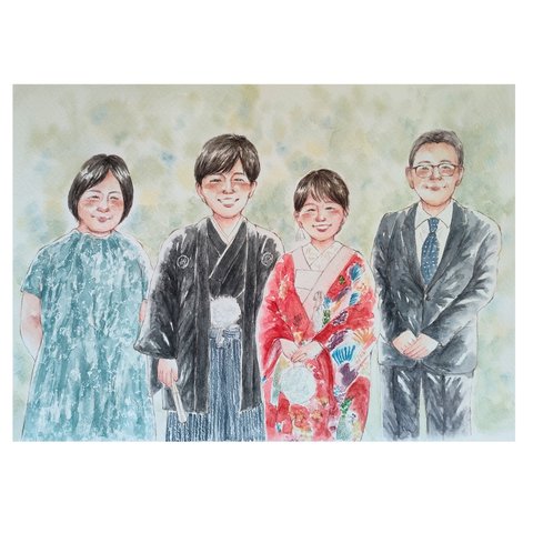 ウェディング 似顔絵 A4 結婚式 イラスト 子育て感謝状  水彩 ウェルカムボード 記念日 両親贈呈品