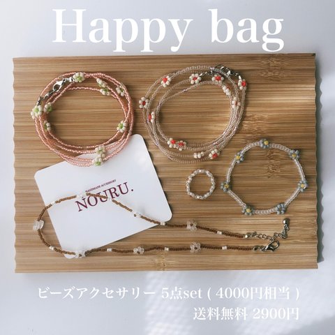 Happy bag 🤍  送料無料 アクセサリー5点セット(4000円相当)  福袋/Happybag/ハッピーバッグ/マスクストラップ