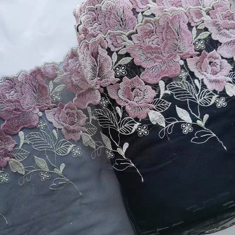 1m  花柄 刺繍  チュールレース　ハンドメイド生地　はぎれ 素材　