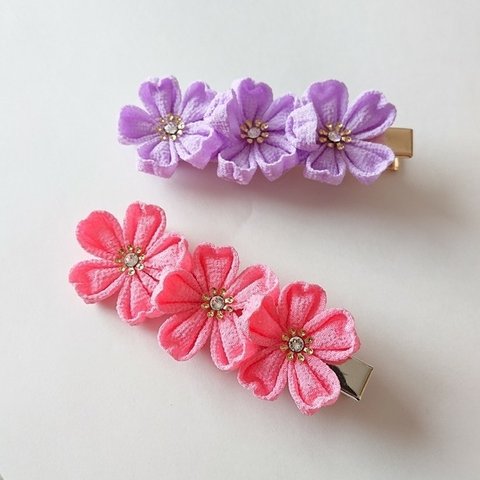 【送料無料】浴衣つまみ細工桜のヘアピン