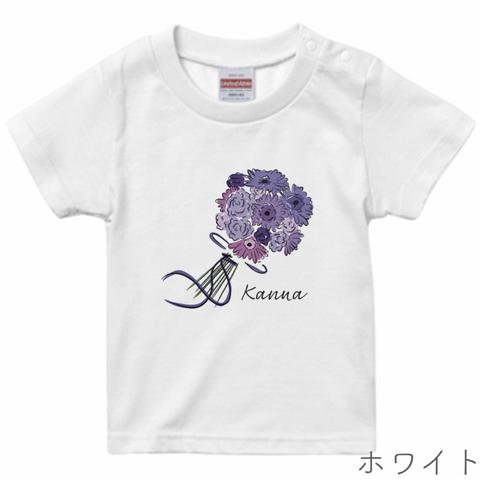 [ベビー] 10月生まれのためのお花Tシャツ(名前入り) 全3色