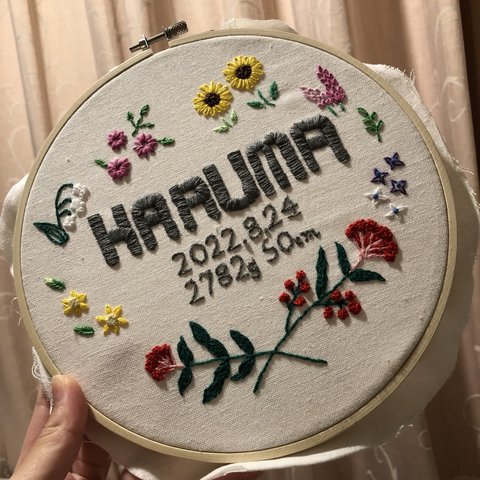 命名書 刺繍 お花