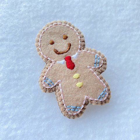 アイシングクッキー風刺繍ブローチ(ピンク)