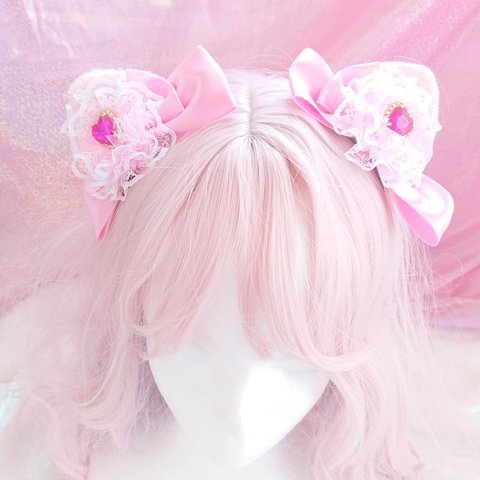 猫耳♡ピンク♡ヘアクリップ