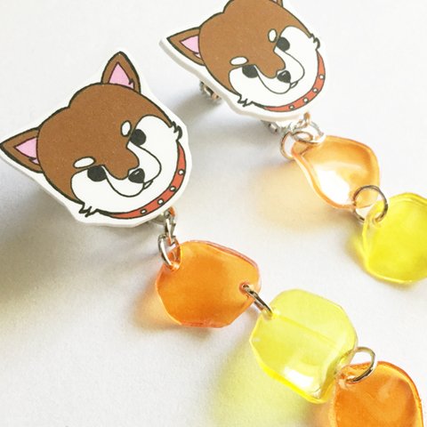 赤柴（柴犬）のイラストイヤリング〜shiba01