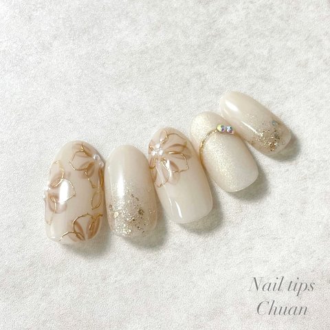 ニュアンスミラーフラワー　ネイルチップ　No.92