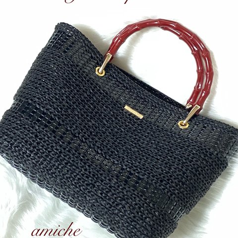 Ｃoquette tote  A4   hemp×ラメルヘンテープ