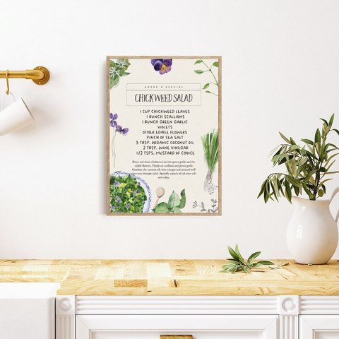 キッチンポスター　/ i0610 / 春のハーブや花のレシピ　インテリアポスター