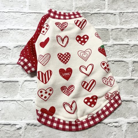 🎉sale red  heart&strawberry  dot& Gingham check  トレーナー　ＸＳ