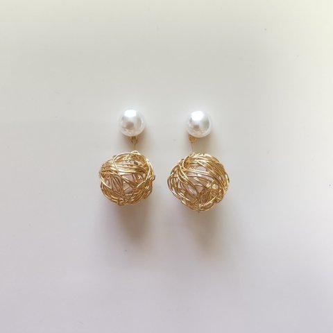 シールピアス   pearl  ワイヤーボール