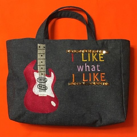 ギター刺繍のトートバッグ　Rock ver.