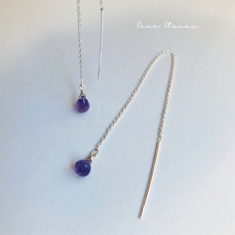 一粒アメシストのアメリカンピアス silver925 アメジスト   -amethyst