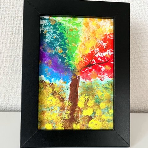 幸せ運ぶ虹色の木　原画