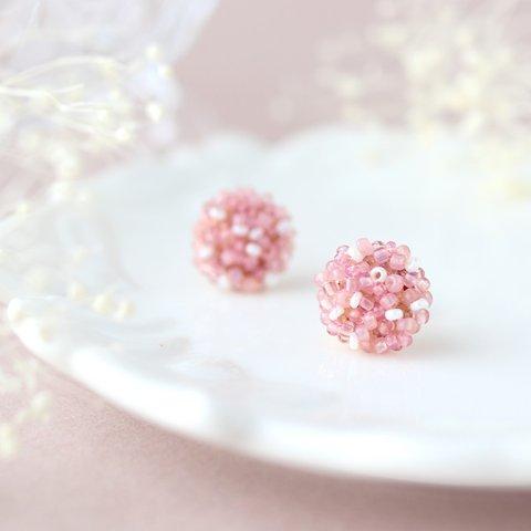 満開の桜 ピンク ミニ ビーズ イヤリング・ピアス