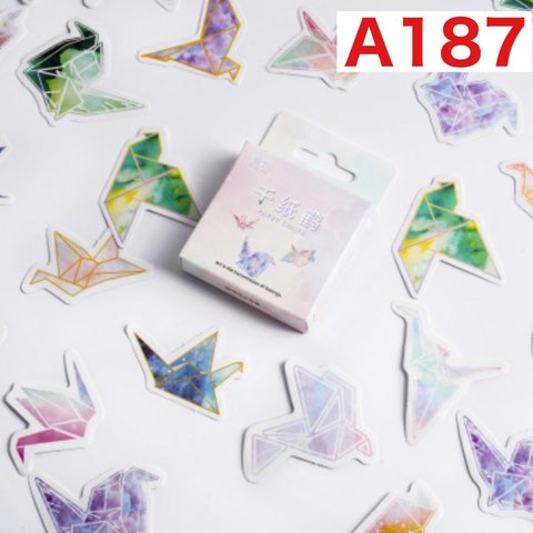 A187☆海外製☆ミニシール☆PAPER CRANE♡ステッカー