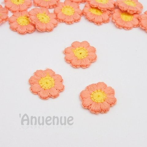 お花の刺繍パーツ18mm 【Orange / オレンジ】5個