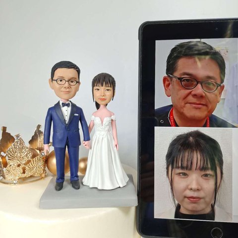 ケーキトッパー オーダーメイド 似顔絵プレゼント フィギュア人形ぬいぐるみ 結婚式祝い 周年記念日 夫婦 カップル 両親 恋人 プレゼント にプレゼント