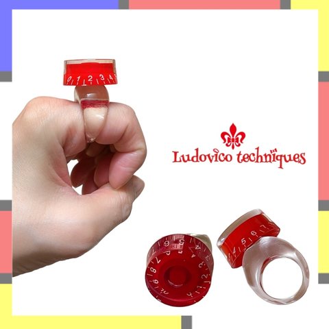 レトロ　 赤　クリア　指輪　ルドヴィコ指輪