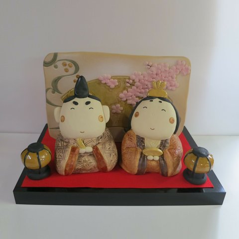 にこにこ雛セット　Ｐ-130　陶製　/Hina dolls/雛娃娃