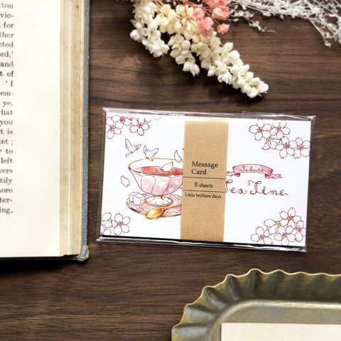 【完売】Message Card ”SakuraTea”《8sheets》紅茶桜ティーポット メッセージカード