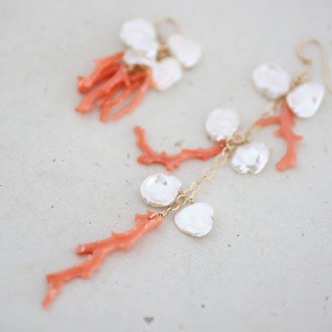 14KGF　coral pearlpierce [kgf3785]