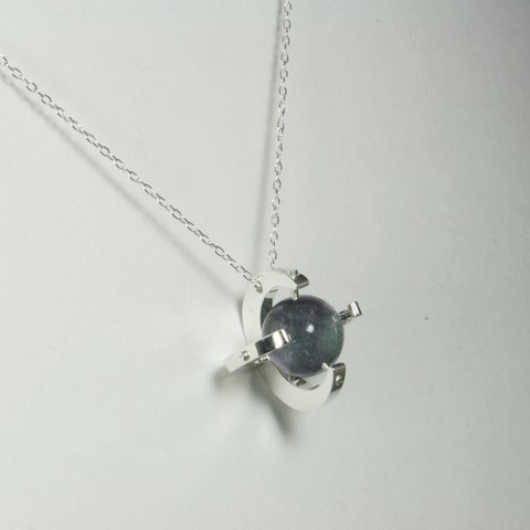 Sphere in the Moon Pendant Silver Fluorite (受注制作）